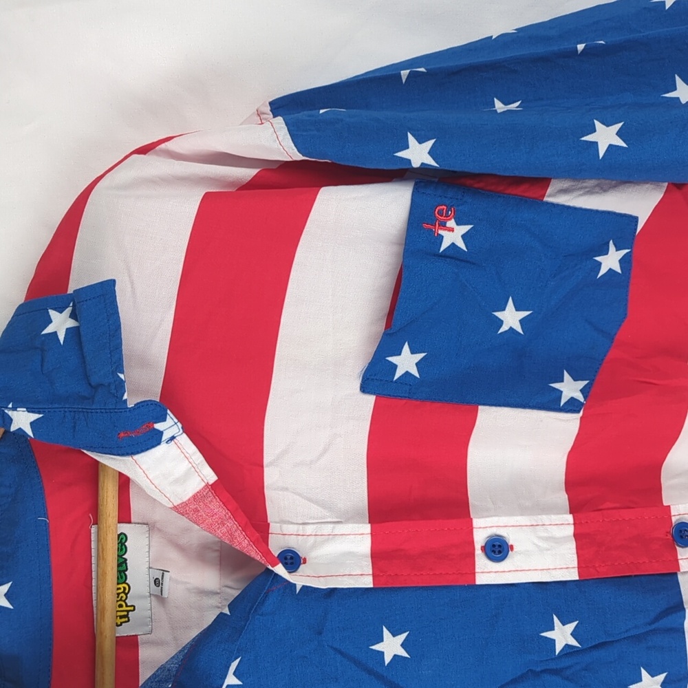 TIPSY ELVES Men's XXL American Flag Button Down Shirt - Picture 5 of 6